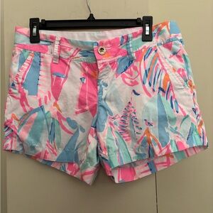 Lilly Pulitzer Pink and Blue Bermuda Shorts Vibrant Resort Wear